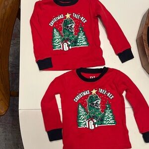 PJ place 6-9 mo Christmas unisex boy girl twins matching t-rex pajamas